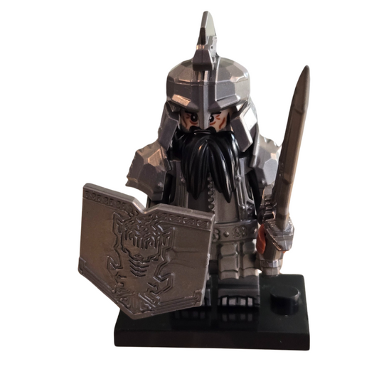 Lego Compatible Grey Armor Dwarf Knight Sword Minifig