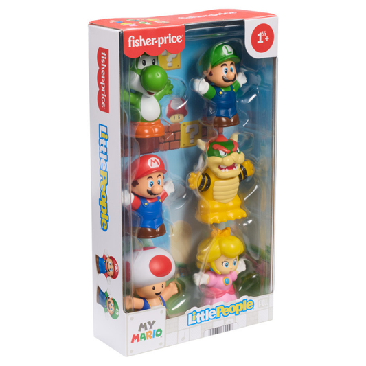Fisher-Price Little People Mario toy set packaging on a white background