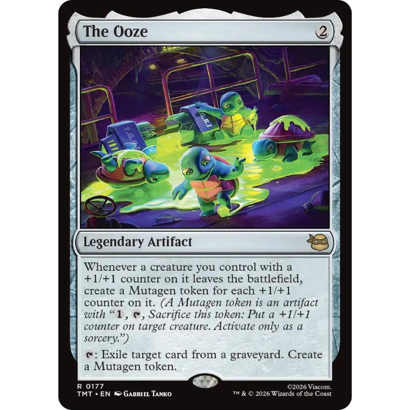 Trading card featuring 'The Ooze' with green creatures and game text.