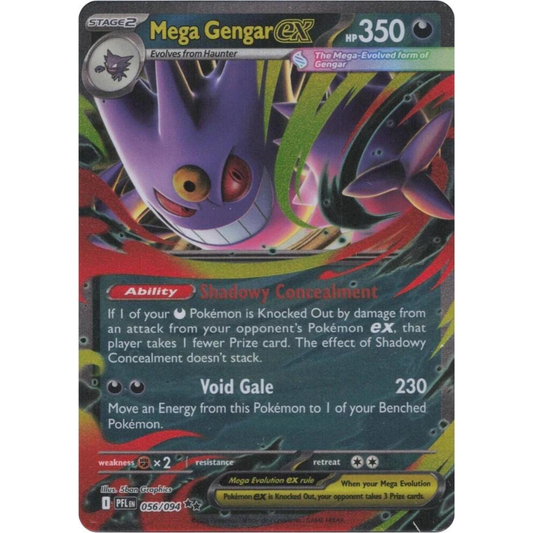 Pokémon trading card featuring Mega Gengar EX with detailed artwork and text.