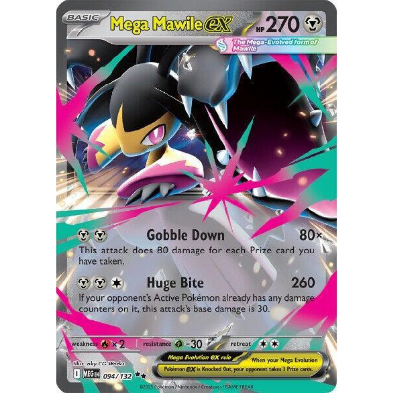 Mega Mawile EX trading card with vibrant design and character illustration