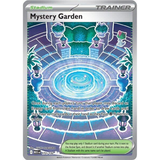 Pokémon trading card featuring a garden design with text