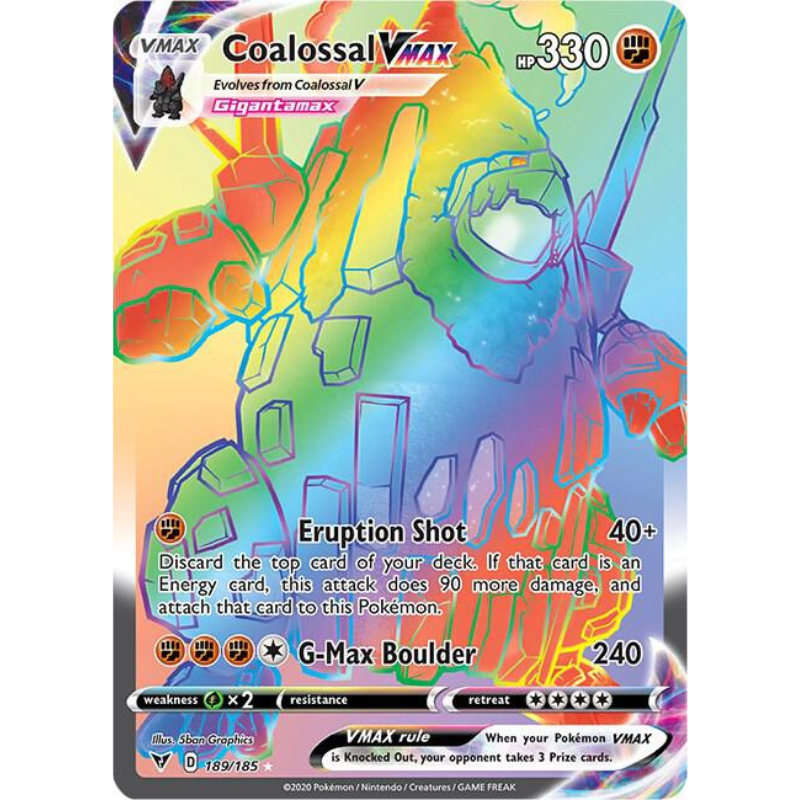 Pokémon Coalossal VMAX (Secret) - Vivid Voltage #189/185 NM