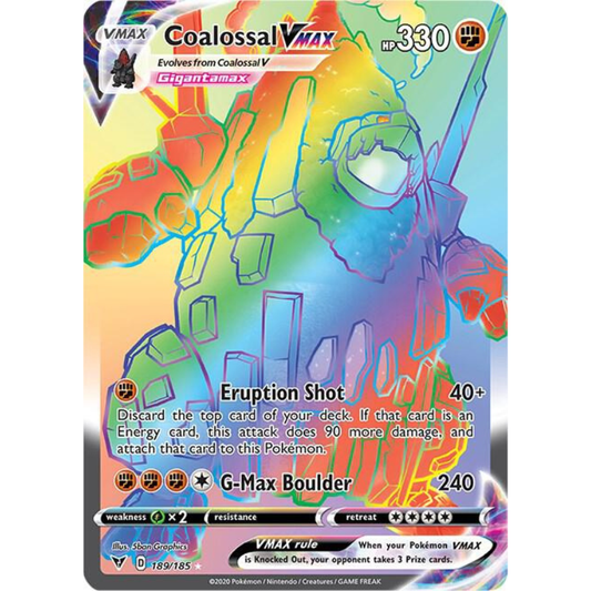 Pokémon Coalossal VMAX (Secret) - Vivid Voltage #189/185 NM