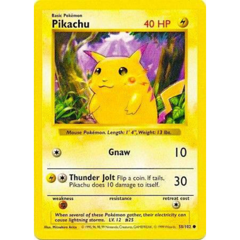 Pokémon Pikachu (Red Cheeks) - Base Set (Shadowless) #058/102