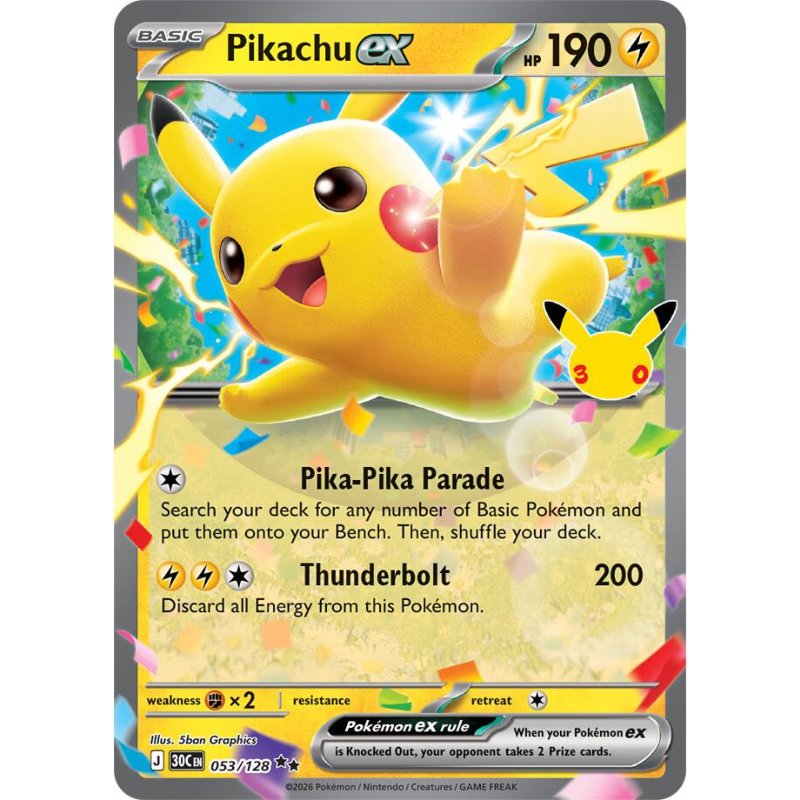 Pokémon Pikachu ex - 30th Celebration #053/128