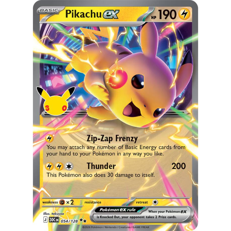 Pokémon Pikachu ex - 30th Celebration #054/128