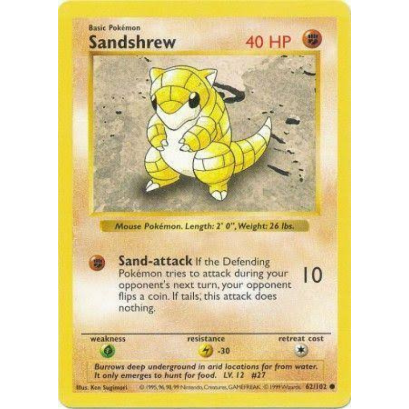 Pokémon Sandshrew - Base Set (Shadowless) #062/102