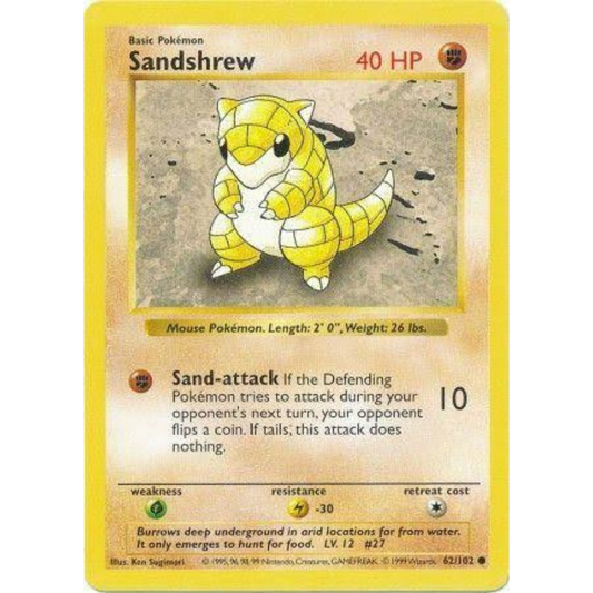 Pokémon Sandshrew - Base Set (Shadowless) #062/102