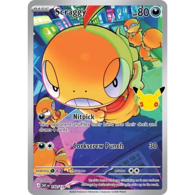 Pokémon Scraggy - 30th Celebration #140/128