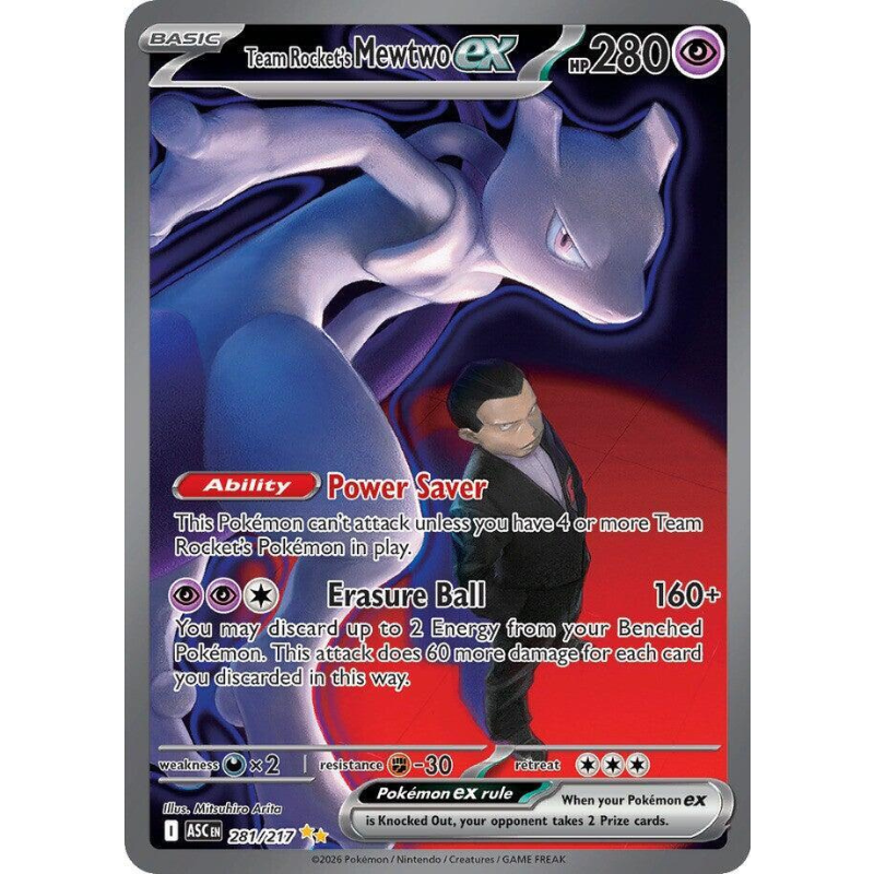 Pokémon trading card featuring Mewtwo with detailed text and graphics