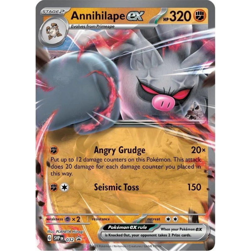 Pokémon trading card featuring Annihilape EX with detailed artwork and text.