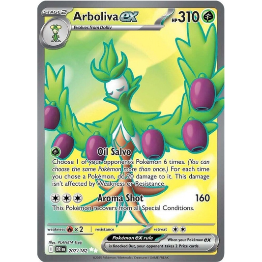 Pokémon trading card featuring Arboliva EX with green and purple design