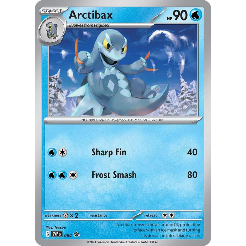 Pokémon trading card featuring Arctibax with a snowy background