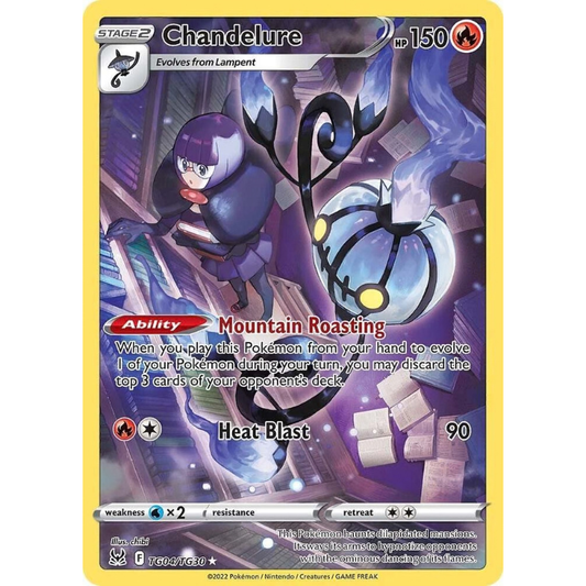 Pokémon trading card featuring Chandelure with detailed artwork and text.