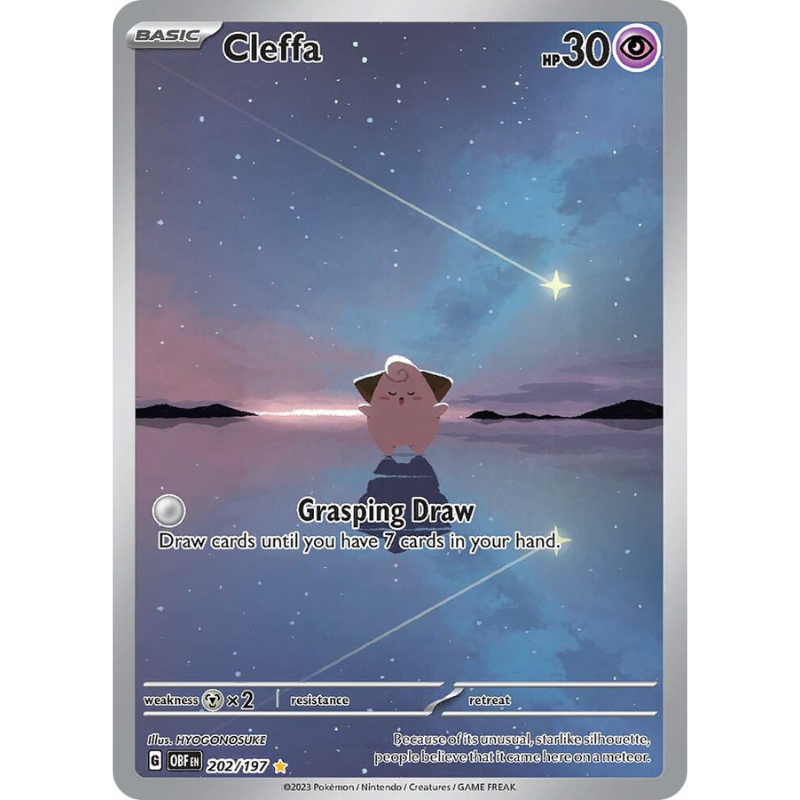 Pokémon trading card featuring Cleffa with a starry night background