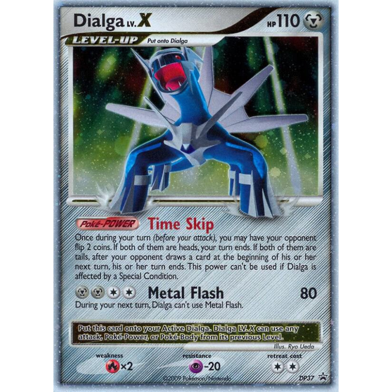 Pokémon trading card featuring Dialga IV.X with detailed text and graphics.