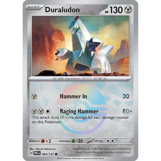 Pokémon trading card featuring Duraludon with artwork and text on a white background