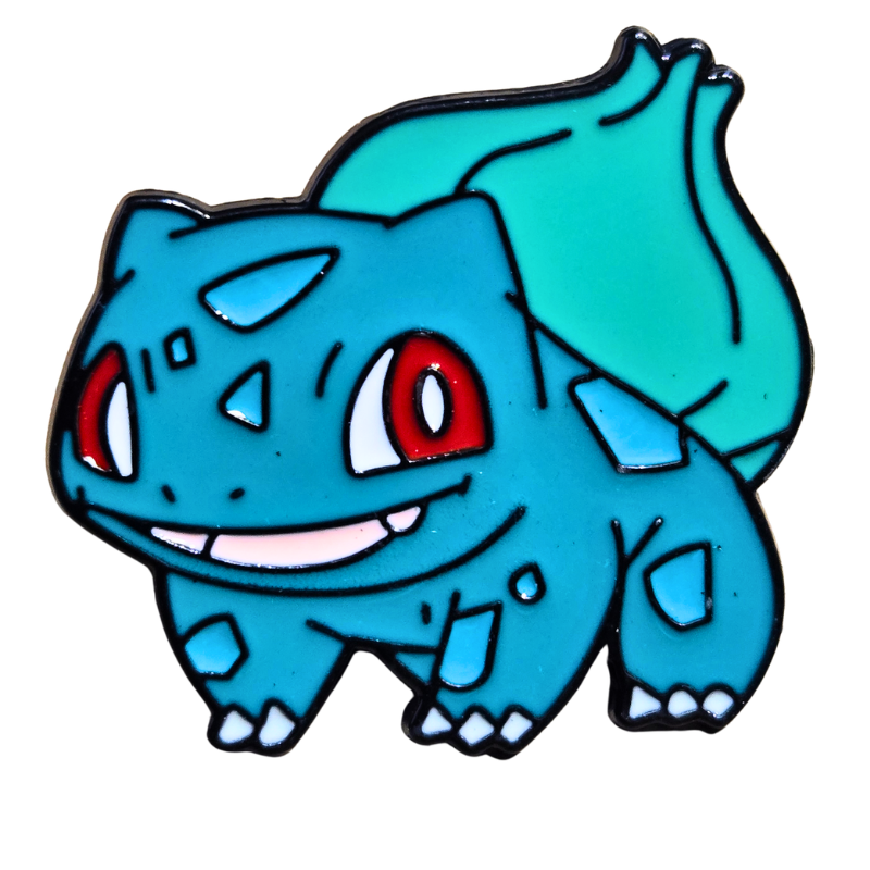 Blue cartoon character with red eyes on a white background