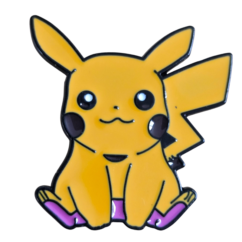 Yellow cartoon character with black ears and shoes on a white background