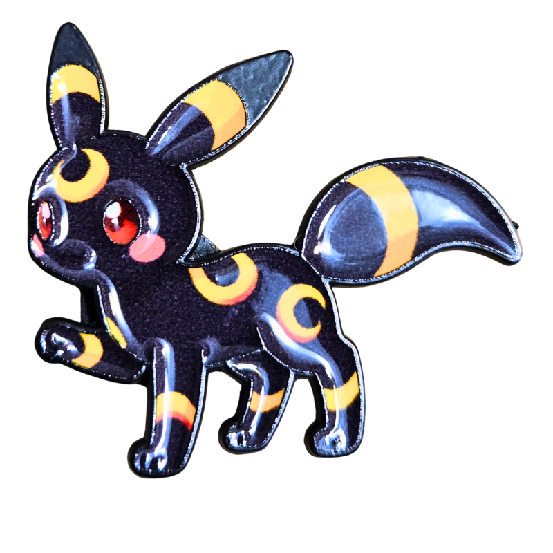Animated character with black fur, yellow and orange stripes on a white background
