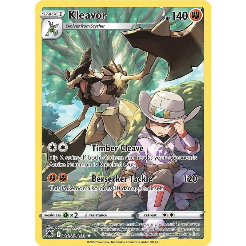 Pokémon trading card featuring Kleavor with a character and game text.