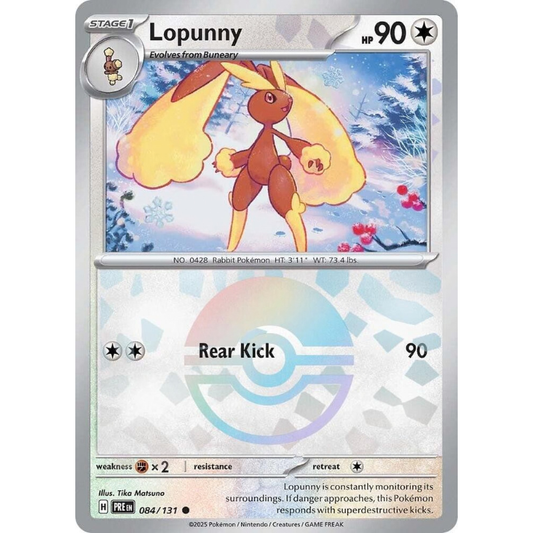 Pokémon trading card featuring Lopunny with a snowy background