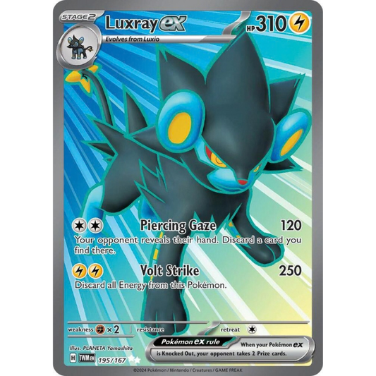Pokémon trading card featuring Luxray EX with blue and gray design