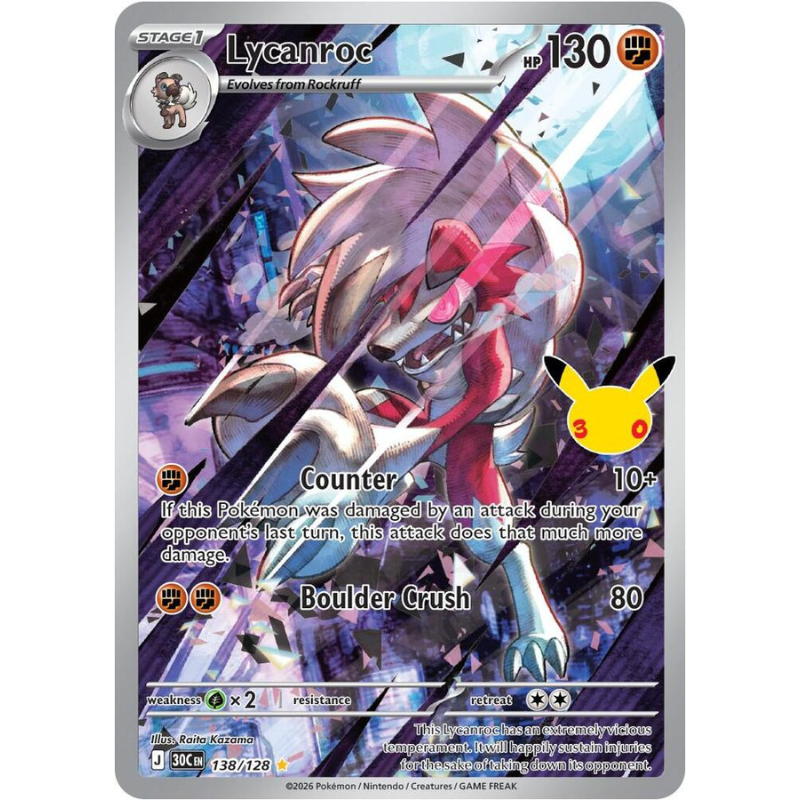 Pokémon Lycanroc - 30th Celebration #138/128