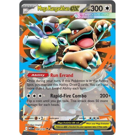 Mega Kangaskhan EX trading card with character illustration and text details
