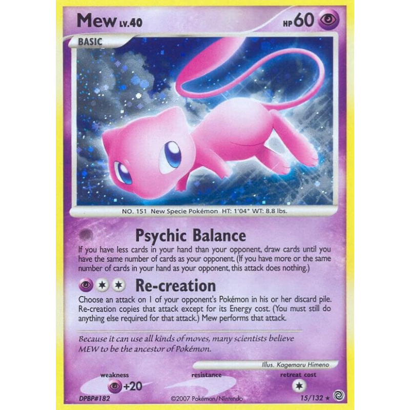 Pokémon trading card featuring Mew with a purple border
