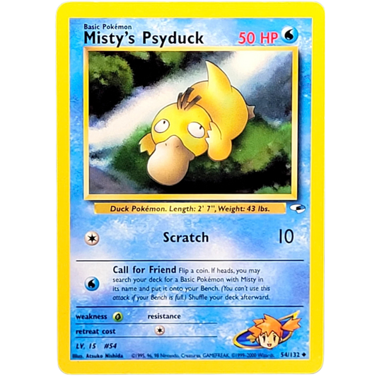 Pokémon trading card featuring Misty's Psyduck with a yellow border