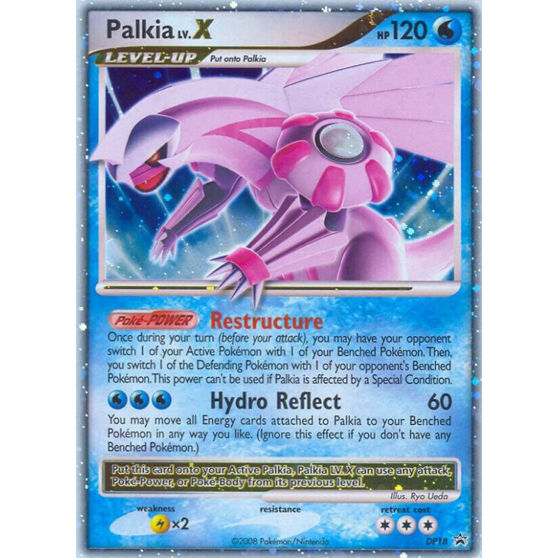 Pokémon trading card featuring Palkia lv.X with blue border