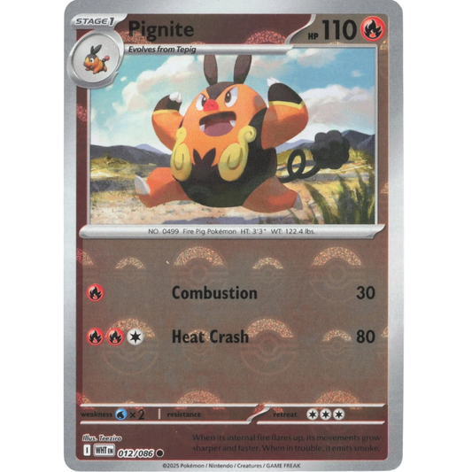 Pokémon trading card featuring Pignite with a scenic background
