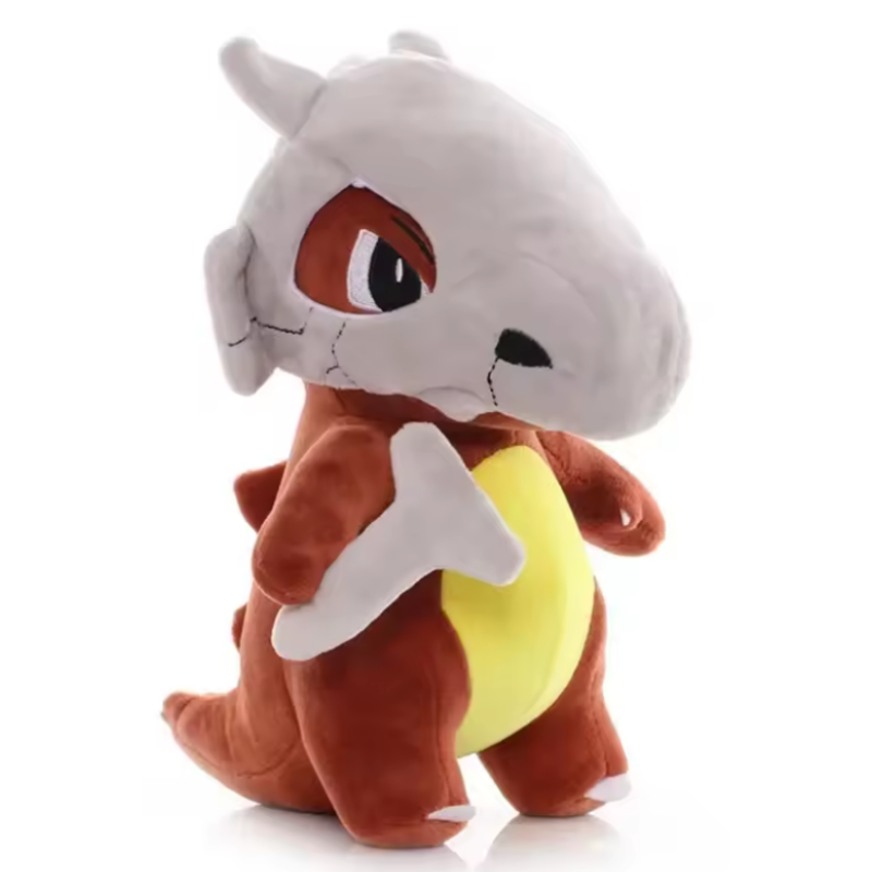 Plush toy resembling a cartoon character with a gray top half and brown bottom half on a white background