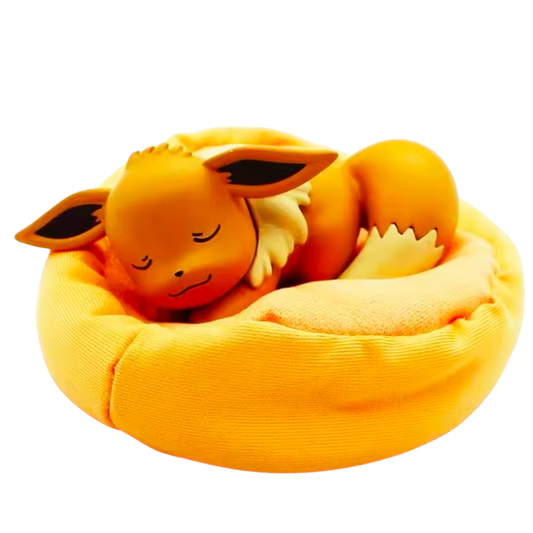 Yellow shaped like a fox with a circular body on a white background