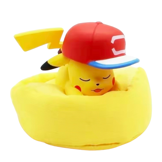 Pikachu design wearing a red cap on a white background