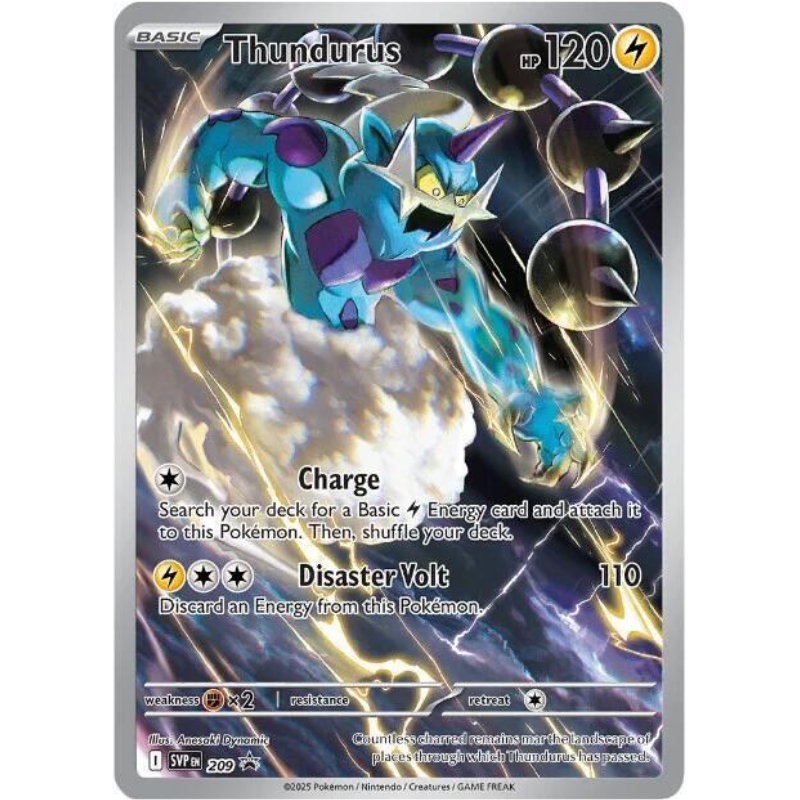 Pokémon trading card featuring Thundurus with energy symbols and text.
