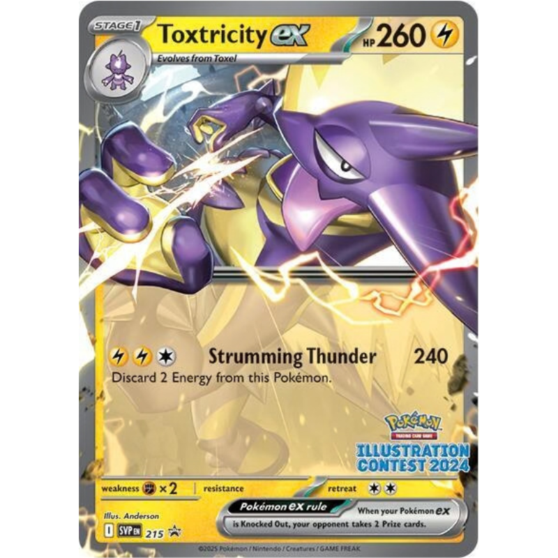 Pokémon trading card featuring Toxtricity EX with detailed artwork and text.
