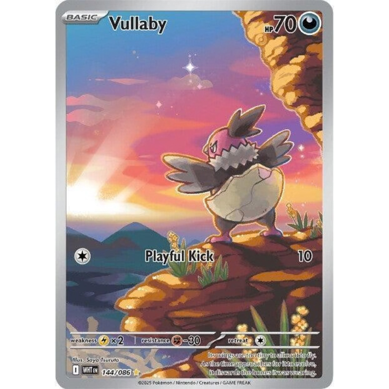 Vullaby card from a trading card game with a colorful landscape background