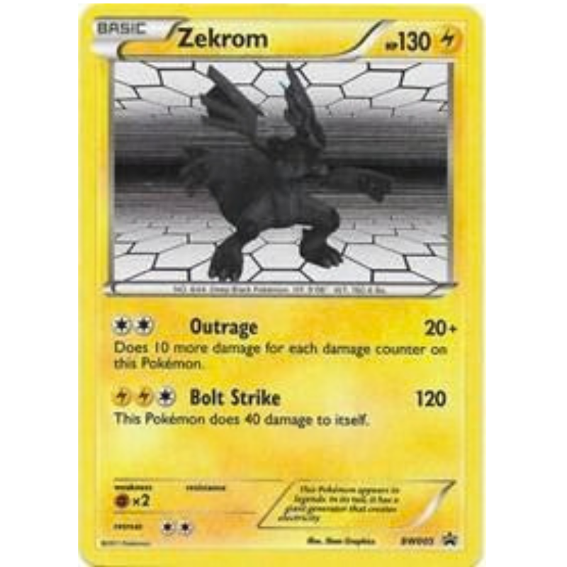 Pokémon trading card featuring Zekrom with black and yellow design