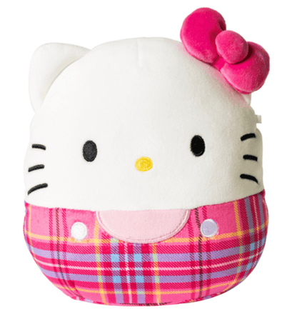 Kawaii Hello Kitty Head Blue Plaid Pattern Shoulder Bag