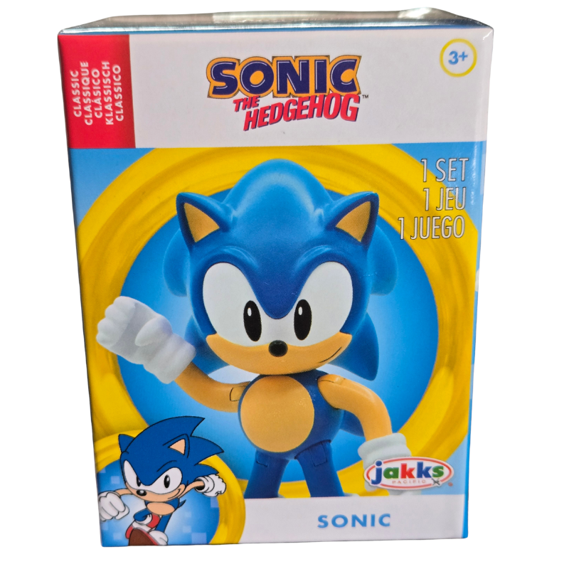 Sonic the Hedgehog toy packaging with character illustration and Jakks logo.
