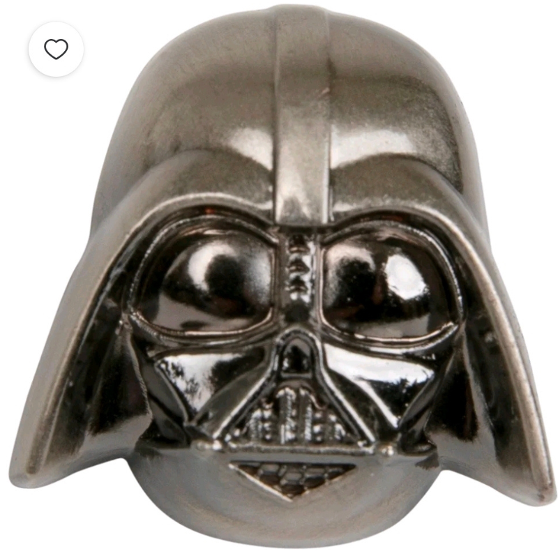 A metallic Darth Vader helmet-shaped ornament or charm, shown against a plain white background.