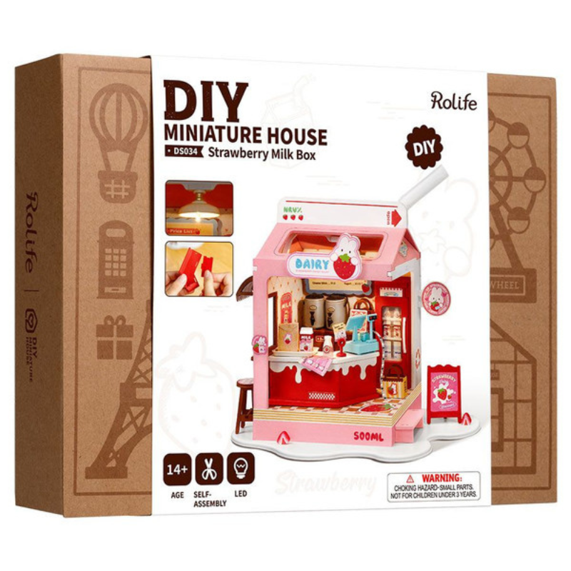 Strawberry Milk Box - Rolife DIY Miniature