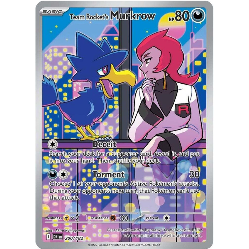 Pokémon trading card featuring Team Rocket's Murkrow with character design.
