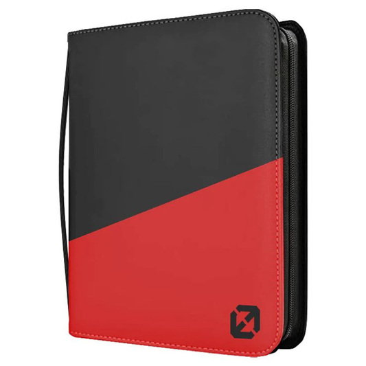 Toploader Binder: 9pkt Zipper Folio: Black with Red