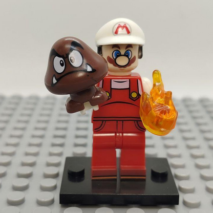 Custom Lego Compatible Fire Power Mario Minifig