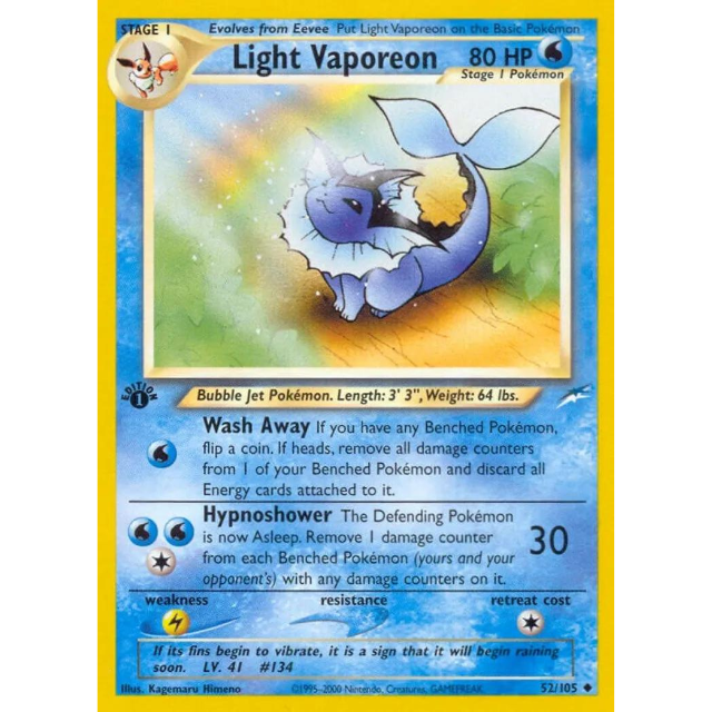 1st edition Light Vaporeon - Neo Destiny #052/105