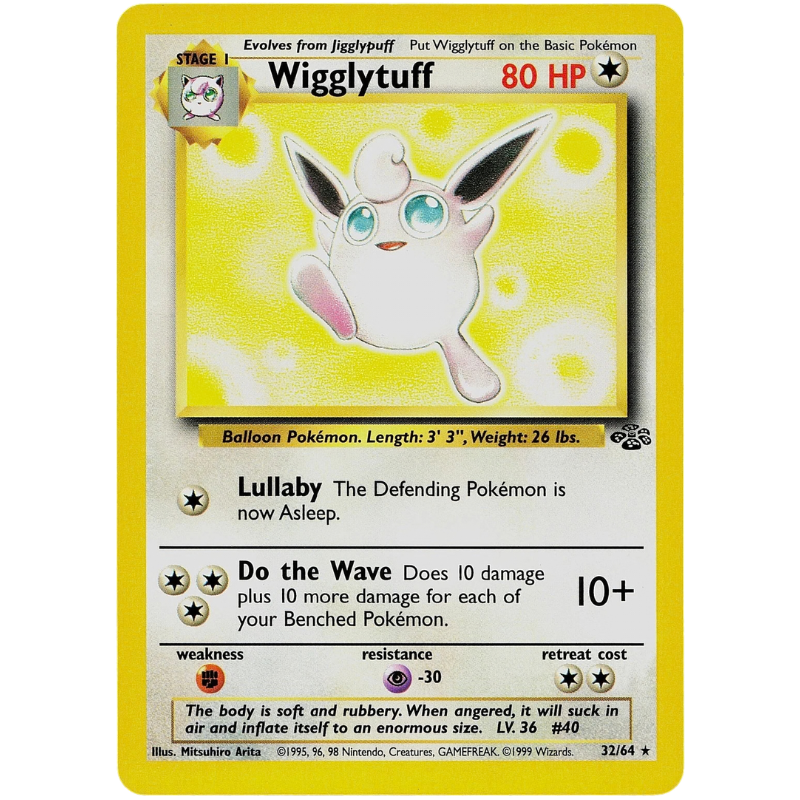 Pokémon trading card featuring Wigglytuff with yellow border